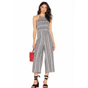 Heartloom Ariana Linen Blend Jumpsuit Tar Striped Wide Leg Sleeveless  Small